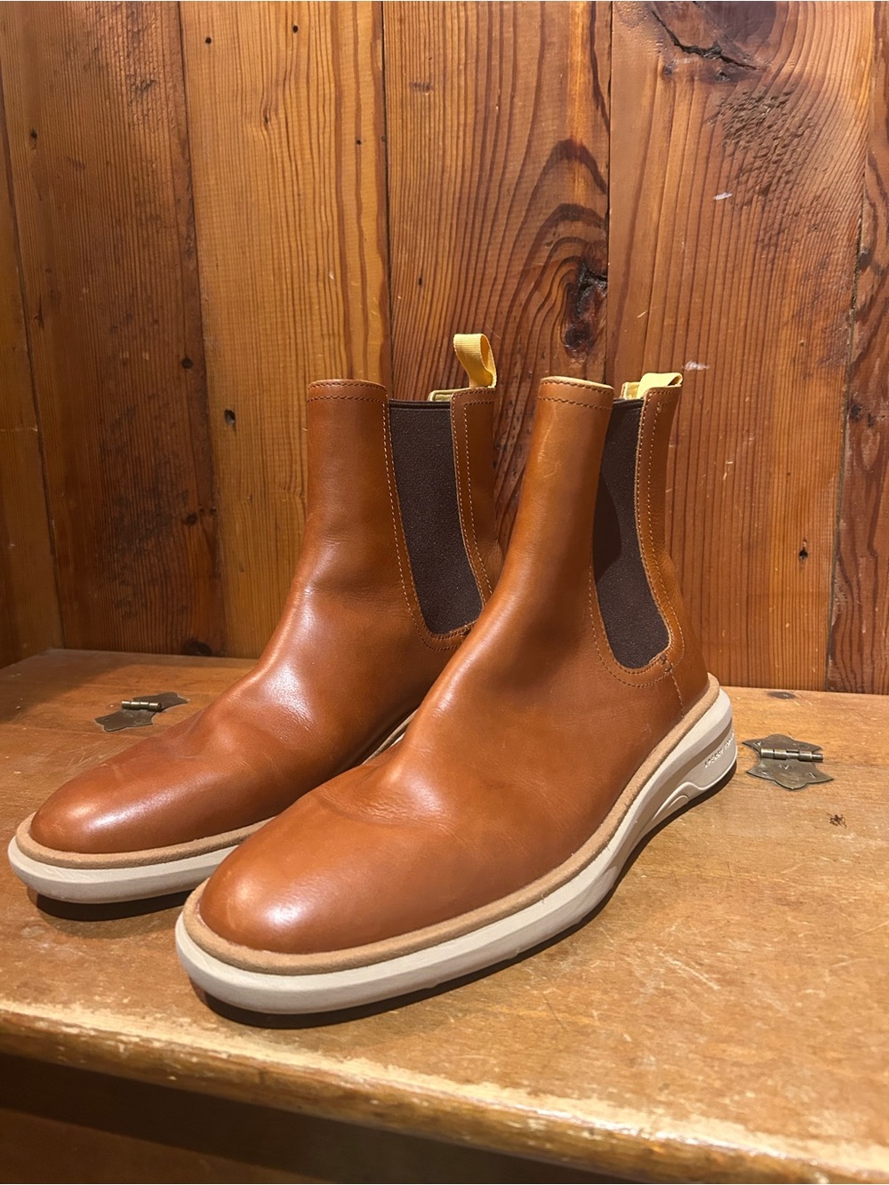 Sperry Gold Cup Plushwave Boots in Cognac Brown - Classic Leather Slip-On